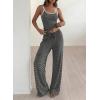 image:imageBTFBM Lounge Sets For Women 2026 Striped 2 Piece Sets Spaghetti Strap Summer Tops Wide Leg Pants Beach Vacation OutfitsStriped Black White