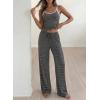 image:imageBTFBM Lounge Sets For Women 2026 Striped 2 Piece Sets Spaghetti Strap Summer Tops Wide Leg Pants Beach Vacation OutfitsStriped Black White