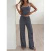 image:imageBTFBM Lounge Sets For Women 2026 Striped 2 Piece Sets Spaghetti Strap Summer Tops Wide Leg Pants Beach Vacation OutfitsStriped Navy White