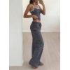 image:imageBTFBM Lounge Sets For Women 2026 Striped 2 Piece Sets Spaghetti Strap Summer Tops Wide Leg Pants Beach Vacation OutfitsStriped Navy White