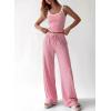 image:imageBTFBM Lounge Sets For Women 2026 Striped 2 Piece Sets Spaghetti Strap Summer Tops Wide Leg Pants Beach Vacation OutfitsStriped Pink White