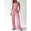 image:imageBTFBM Lounge Sets For Women 2026 Striped 2 Piece Sets Spaghetti Strap Summer Tops Wide Leg Pants Beach Vacation OutfitsStriped Pink White