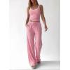 image:imageBTFBM Lounge Sets For Women 2026 Striped 2 Piece Sets Spaghetti Strap Summer Tops Wide Leg Pants Beach Vacation OutfitsStriped Pink White