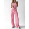 image:imageBTFBM Lounge Sets For Women 2026 Striped 2 Piece Sets Spaghetti Strap Summer Tops Wide Leg Pants Beach Vacation OutfitsStriped Pink White