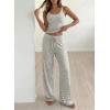 image:imageBTFBM Lounge Sets For Women 2026 Striped 2 Piece Sets Spaghetti Strap Summer Tops Wide Leg Pants Beach Vacation OutfitsStriped White Black