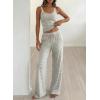 image:imageBTFBM Lounge Sets For Women 2026 Striped 2 Piece Sets Spaghetti Strap Summer Tops Wide Leg Pants Beach Vacation OutfitsStriped White Black