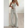 image:imageBTFBM Lounge Sets For Women 2026 Striped 2 Piece Sets Spaghetti Strap Summer Tops Wide Leg Pants Beach Vacation OutfitsStriped White Black