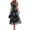 image:imageBTFBM Summer Dresses for Women 2026 Mesh Short Sleeve Floral Print Ruffle Long Boho Wedding Guest Dress CocktailFloral Black Blue