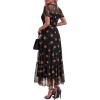 image:imageBTFBM Summer Dresses for Women 2026 Mesh Short Sleeve Floral Print Ruffle Long Boho Wedding Guest Dress CocktailFloral Black Orange