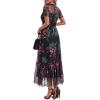 image:imageBTFBM Summer Dresses for Women 2026 Mesh Short Sleeve Floral Print Ruffle Long Boho Wedding Guest Dress CocktailFloral Black Pink
