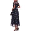 image:imageBTFBM Summer Dresses for Women 2026 Mesh Short Sleeve Floral Print Ruffle Long Boho Wedding Guest Dress CocktailFloral Black Royal Blue