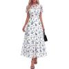 image:imageBTFBM Summer Dresses for Women 2026 Mesh Short Sleeve Floral Print Ruffle Long Boho Wedding Guest Dress CocktailFloral White Blue