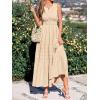 image:imageBTFBM Summer Dresses for Women 2026 Sleeveless Boho V Neck A Line Flowy Spring Casual Maxi Dress Beach Vacation PocketsApricot