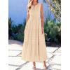 image:imageBTFBM Summer Dresses for Women 2026 Sleeveless Boho V Neck A Line Flowy Spring Casual Maxi Dress Beach Vacation PocketsApricot