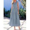 image:imageBTFBM Summer Dresses for Women 2026 Sleeveless Boho V Neck A Line Flowy Spring Casual Maxi Dress Beach Vacation PocketsBlue Grey