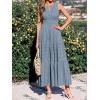 image:imageBTFBM Summer Dresses for Women 2026 Sleeveless Boho V Neck A Line Flowy Spring Casual Maxi Dress Beach Vacation PocketsBlue Grey