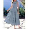 image:imageBTFBM Summer Dresses for Women 2026 Sleeveless Boho V Neck A Line Flowy Spring Casual Maxi Dress Beach Vacation PocketsBlue Grey