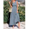 image:imageBTFBM Summer Dresses for Women 2026 Sleeveless Boho V Neck A Line Flowy Spring Casual Maxi Dress Beach Vacation PocketsBlue Grey