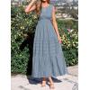 image:imageBTFBM Summer Dresses for Women 2026 Sleeveless Boho V Neck A Line Flowy Spring Casual Maxi Dress Beach Vacation PocketsBlue Grey