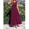 image:imageBTFBM Summer Dresses for Women 2026 Sleeveless Boho V Neck A Line Flowy Spring Casual Maxi Dress Beach Vacation PocketsBurgundy