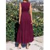 image:imageBTFBM Summer Dresses for Women 2026 Sleeveless Boho V Neck A Line Flowy Spring Casual Maxi Dress Beach Vacation PocketsBurgundy