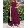 image:imageBTFBM Summer Dresses for Women 2026 Sleeveless Boho V Neck A Line Flowy Spring Casual Maxi Dress Beach Vacation PocketsBurgundy