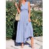 image:imageBTFBM Summer Dresses for Women 2026 Sleeveless Boho V Neck A Line Flowy Spring Casual Maxi Dress Beach Vacation PocketsLight Blue