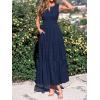 image:imageBTFBM Summer Dresses for Women 2026 Sleeveless Boho V Neck A Line Flowy Spring Casual Maxi Dress Beach Vacation PocketsNavy Blue