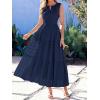 image:imageBTFBM Summer Dresses for Women 2026 Sleeveless Boho V Neck A Line Flowy Spring Casual Maxi Dress Beach Vacation PocketsNavy Blue