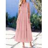 image:imageBTFBM Summer Dresses for Women 2026 Sleeveless Boho V Neck A Line Flowy Spring Casual Maxi Dress Beach Vacation PocketsPink