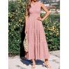 image:imageBTFBM Summer Dresses for Women 2026 Sleeveless Boho V Neck A Line Flowy Spring Casual Maxi Dress Beach Vacation PocketsPink