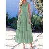 image:imageBTFBM Summer Dresses for Women 2026 Sleeveless Boho V Neck A Line Flowy Spring Casual Maxi Dress Beach Vacation PocketsSage Green
