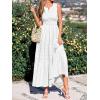 image:imageBTFBM Summer Dresses for Women 2026 Sleeveless Boho V Neck A Line Flowy Spring Casual Maxi Dress Beach Vacation PocketsWhite