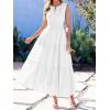 image:imageBTFBM Summer Dresses for Women 2026 Sleeveless Boho V Neck A Line Flowy Spring Casual Maxi Dress Beach Vacation PocketsWhite