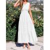image:imageBTFBM Summer Dresses for Women 2026 Sleeveless Boho V Neck A Line Flowy Spring Casual Maxi Dress Beach Vacation PocketsWhite