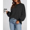 image:imageBTFBM Sweatshirt For Women 2026 Summer Crewneck Long Sleeve Oversized Striped Pullover Tops Y2K Clothes Workout ShirtBlack Dark Grey