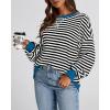 image:imageBTFBM Sweatshirt For Women 2026 Summer Crewneck Long Sleeve Oversized Striped Pullover Tops Y2K Clothes Workout ShirtBlack White