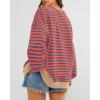 image:imageBTFBM Sweatshirt For Women 2026 Summer Crewneck Long Sleeve Oversized Striped Pullover Tops Y2K Clothes Workout ShirtBlue Orange