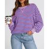 image:imageBTFBM Sweatshirt For Women 2026 Summer Crewneck Long Sleeve Oversized Striped Pullover Tops Y2K Clothes Workout ShirtBlue Pink