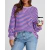 image:imageBTFBM Sweatshirt For Women 2026 Summer Crewneck Long Sleeve Oversized Striped Pullover Tops Y2K Clothes Workout ShirtBlue Pink