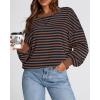 image:imageBTFBM Sweatshirt For Women 2026 Summer Crewneck Long Sleeve Oversized Striped Pullover Tops Y2K Clothes Workout ShirtBrown Navy