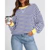 image:imageBTFBM Sweatshirt For Women 2026 Summer Crewneck Long Sleeve Oversized Striped Pullover Tops Y2K Clothes Workout ShirtDark Blue White