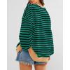 image:imageBTFBM Sweatshirt For Women 2026 Summer Crewneck Long Sleeve Oversized Striped Pullover Tops Y2K Clothes Workout ShirtGreen Navy