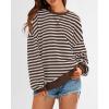 image:imageBTFBM Sweatshirt For Women 2026 Summer Crewneck Long Sleeve Oversized Striped Pullover Tops Y2K Clothes Workout ShirtGrey Brown