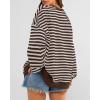 image:imageBTFBM Sweatshirt For Women 2026 Summer Crewneck Long Sleeve Oversized Striped Pullover Tops Y2K Clothes Workout ShirtGrey Brown