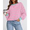image:imageBTFBM Sweatshirt For Women 2026 Summer Crewneck Long Sleeve Oversized Striped Pullover Tops Y2K Clothes Workout ShirtPink White