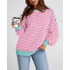 image:imageBTFBM Sweatshirt For Women 2026 Summer Crewneck Long Sleeve Oversized Striped Pullover Tops Y2K Clothes Workout ShirtPink White