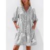 image:imageBTFBM Women Summer Dresses 2026 Striped Mini Dress Half Sleeve Button Down Tiered Flowy Beach Vacation Outfits PocketsBlack