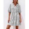 image:imageBTFBM Women Summer Dresses 2026 Striped Mini Dress Half Sleeve Button Down Tiered Flowy Beach Vacation Outfits PocketsBlack