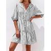 image:imageBTFBM Women Summer Dresses 2026 Striped Mini Dress Half Sleeve Button Down Tiered Flowy Beach Vacation Outfits PocketsBlack